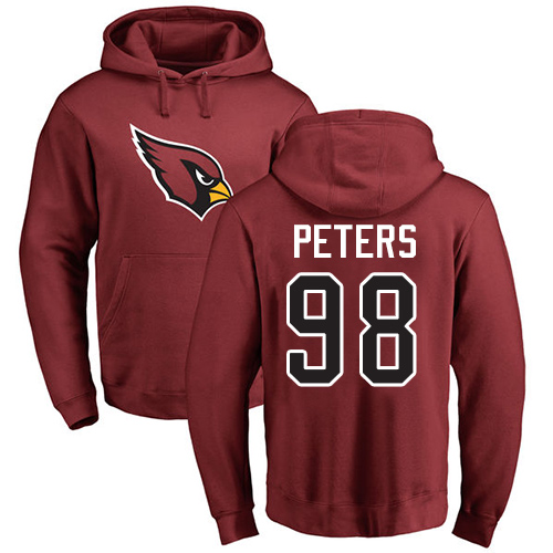 Arizona Cardinals Men Maroon Corey Peters Name And Number Logo NFL Football 98 Pullover Hoodie Sweatshirts